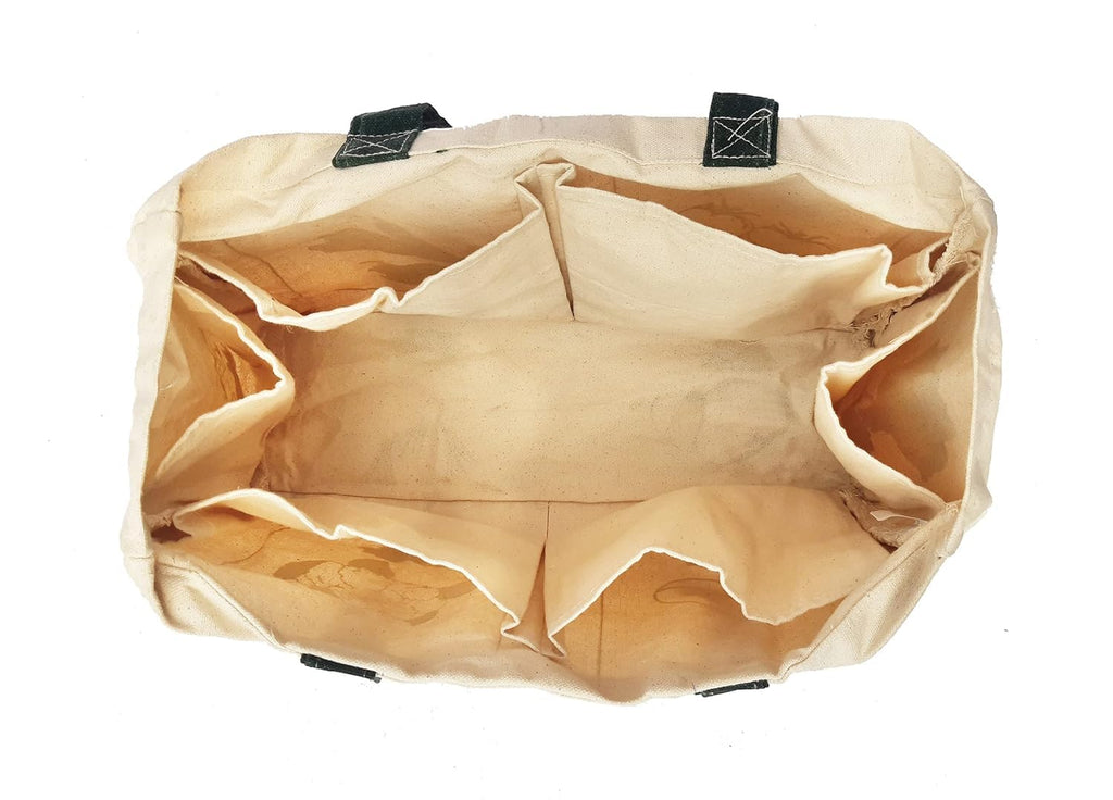 Raisa Handloom Cotton Canvas Reusable Vegetable Bag/Multi-pocket compartment bag/Grocery Bag/Carry Bag/Shopping Bag with 6 Pockets ALT_046 (XL)