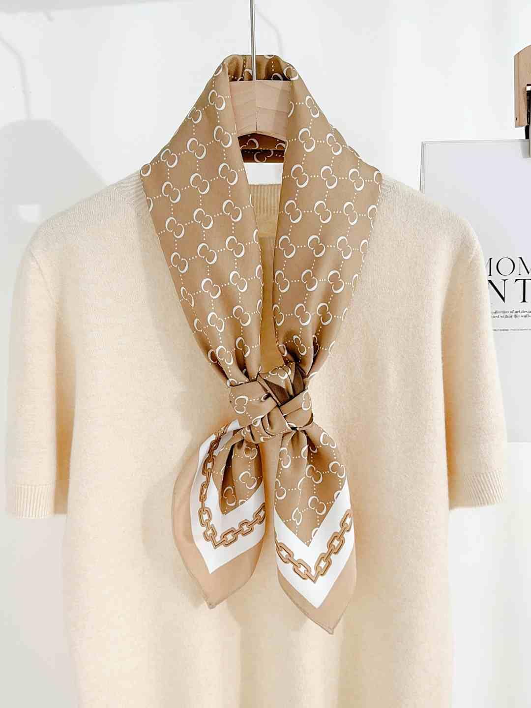 CrossKulture Printed Poly Silken feel Scarf Stole for Women | Stylish, Soft, & Lightweight | Satin Feel Neck, Hair & Head Scarf for Women | Square Silk Stole for Handbag (Colour66)
