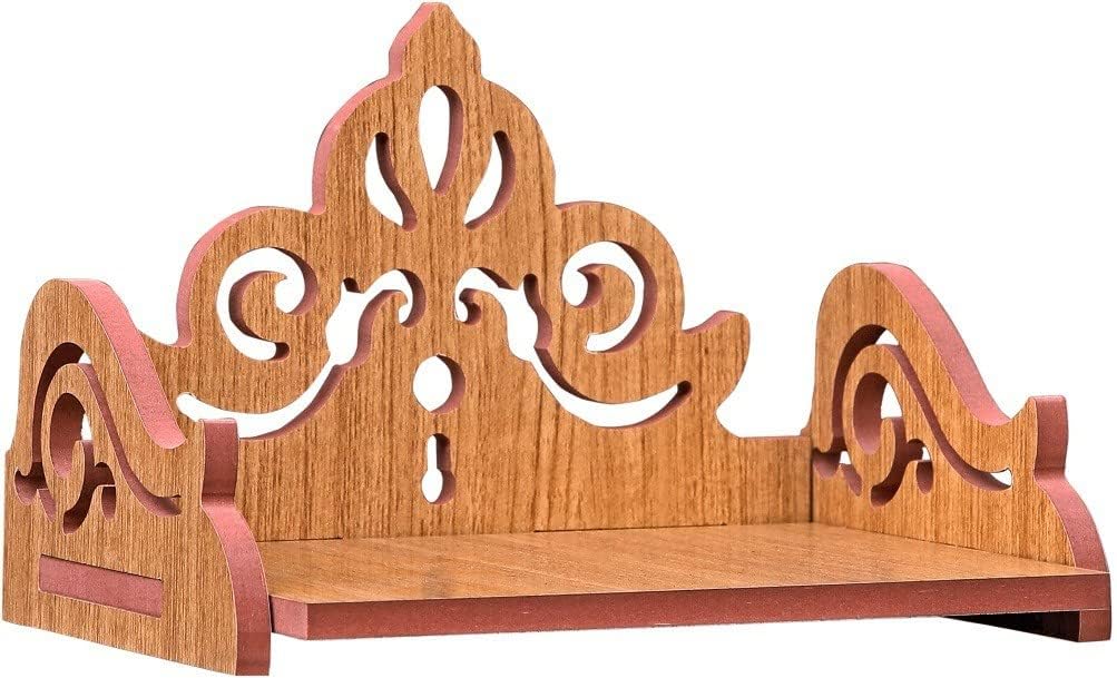 kriyanta Wooden Wall Mounted Hanging Puja Temple Stylish Wood God Stand for Pooja Room Mandir Stand Temple Home Temple Table Home Mandir Temple. (Hindolo ET003 257)