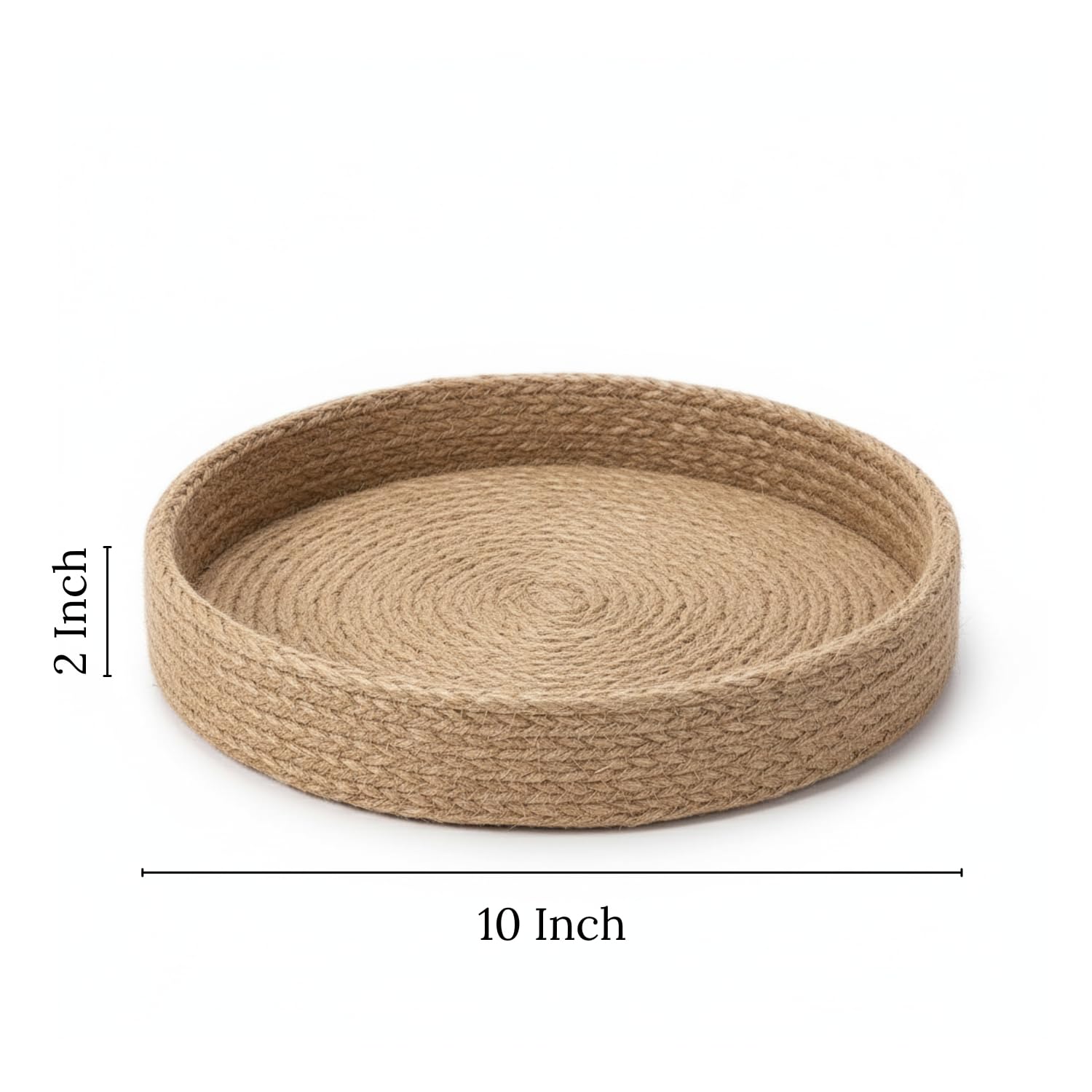 BOBBINY Decorative Round Rope Tray for Decor - Rope Tray for Kitchen Dining Room Table - The Perfect Small Candle Serving Tray for Coffee Table and Home Decor (Brown, 10x10 Inch (Pack of 1))
