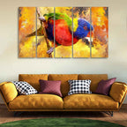 VIBECRAFTS Colorful Parrot Abstract Art Canvas wall Painting of Five Pieces For Home|Office|Living Room|Gift (PTVC5Pcs4_8661)