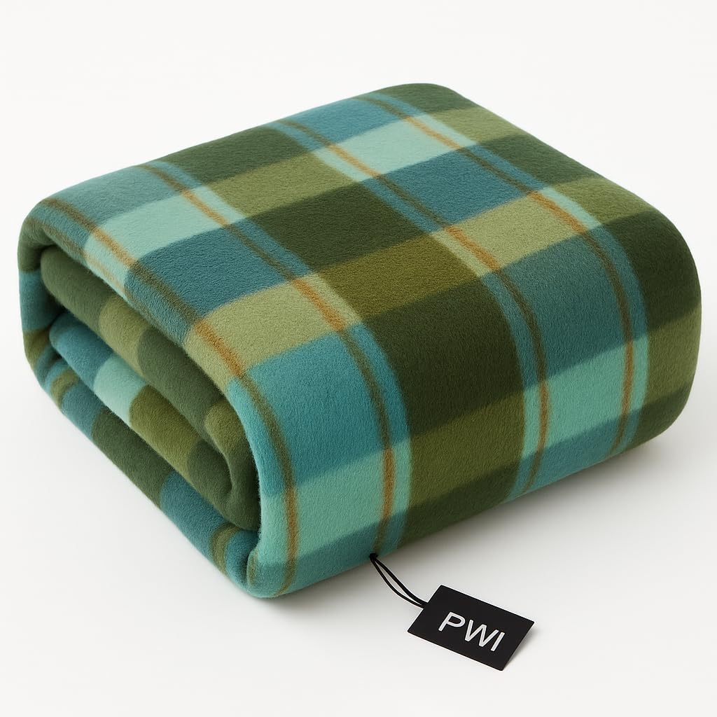 PWI Supersoft AC Blanket for Single Bed – Lightweight Fleece Blanket 60x90 Inches | Skin-Friendly, All-Season, Travel-Friendly, Ideal for AC Rooms & Mild Winters-Green Kafalo