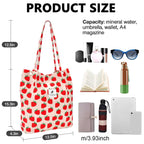 Street27 Women's Korean Canvas Corduroy Tote Bag Casual Work Shoulder Handbags | Multi-Purpose Bag |Sturdy Canvas Bag with Large Capacity | Shopping Bag for Office, College & Daily Use (Strawberry)