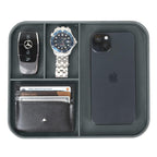 V-CUBE Designs Premium Vegan Leather Valet Tray|Stylish & Modern Office Desk Tray| Table/Bedside/Entryway Organiser for everyday essentials like Keys, Phone, Watch, Wallet, Jewellery|Spill-Proof| Grey