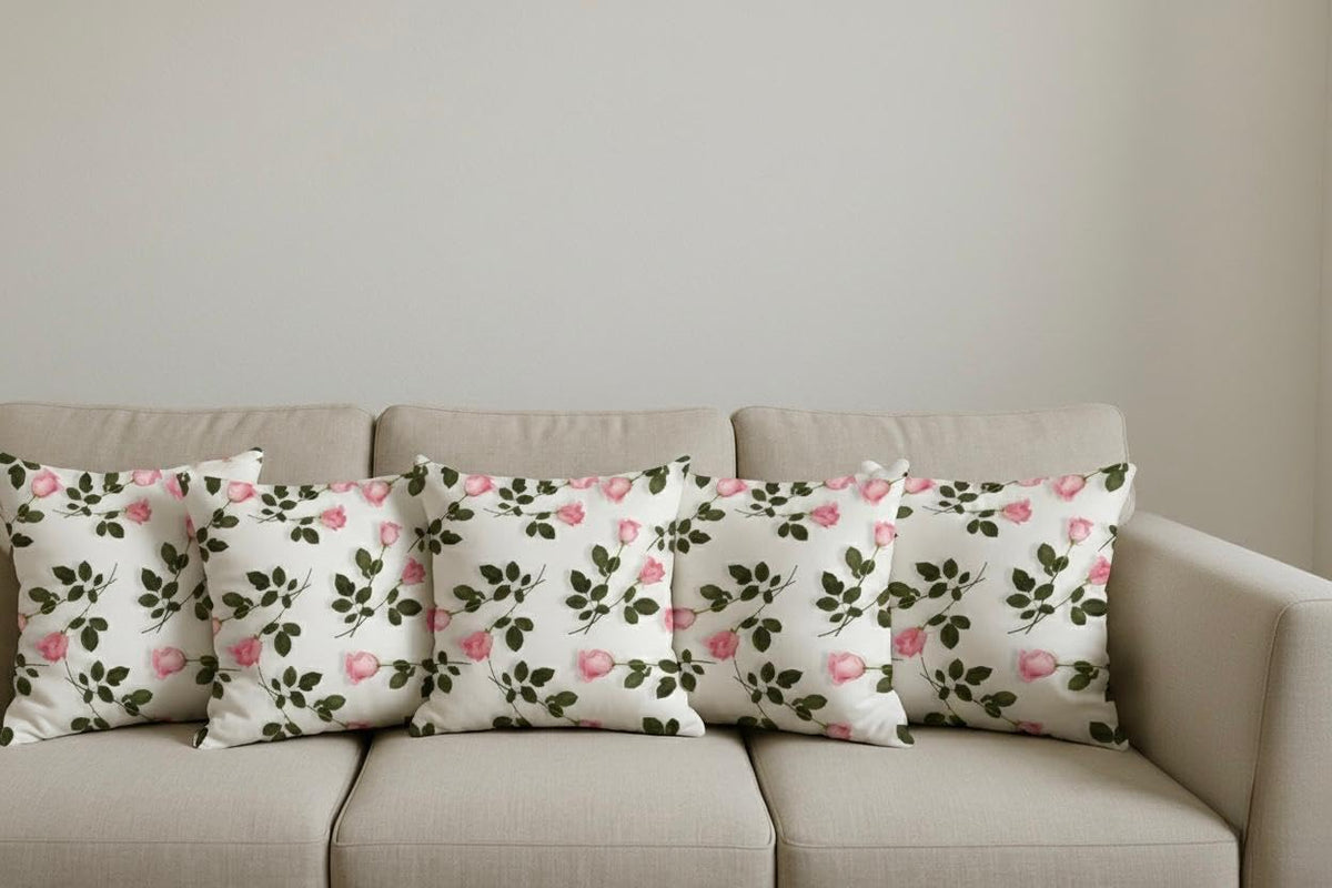 AMAZE ATTIRES Velvet Cushion Cover 18x18 Inch – Set of 1 Decorative Throw Pillow Covers for Sofa, Couch or Bed – Designer Printed Square Cushion Covers – Home Decor (Pink Floral)