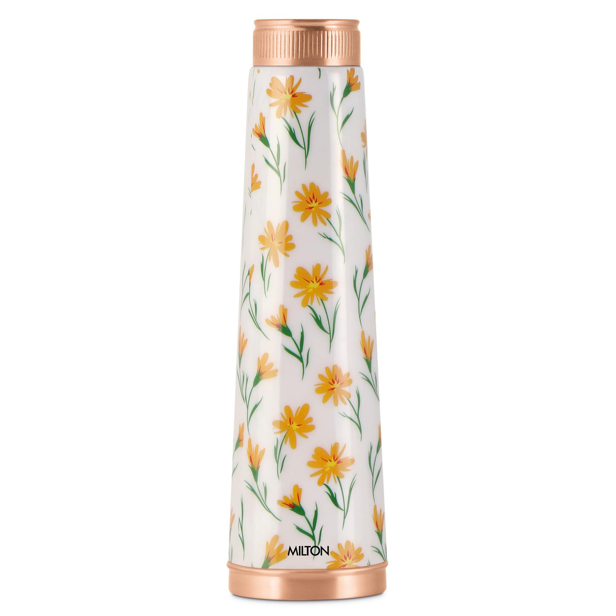 MILTON Copper Delight Design Water Bottle, 915 ml, Floral | Lacquer Coating, Curved bottle | Diwali | Festive | Gifting | Yoga | Home | Kitchen | Vedic