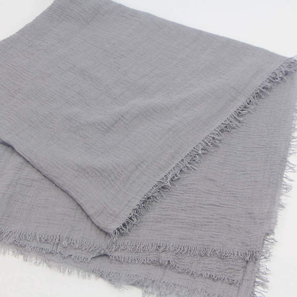 XRDSS Summer Cotton Blend Crinkle Vintage Soft Scarf with Fringed Edges 35 ¡Á 70 Gray