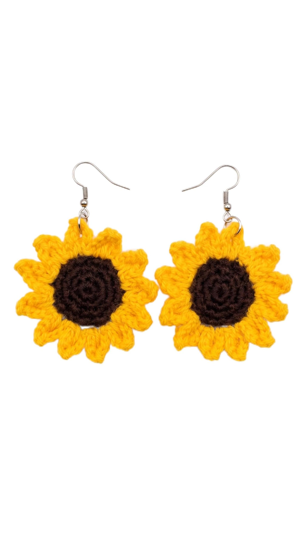 Handmade Crochet Sunflower Earrings for Women and Girls | Lightweight Floral Boho Earrings for Women | Knitted Handmade Jewellery | Gift for Girls & Women