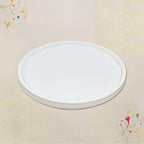 CRAFTSLANE Handcrafted Round Decorative Tray 11 x 11 inch High Gloss with Gold Trim | Wooden Serving & Counter Tray for Keys & Home Decor (Egg Shell)