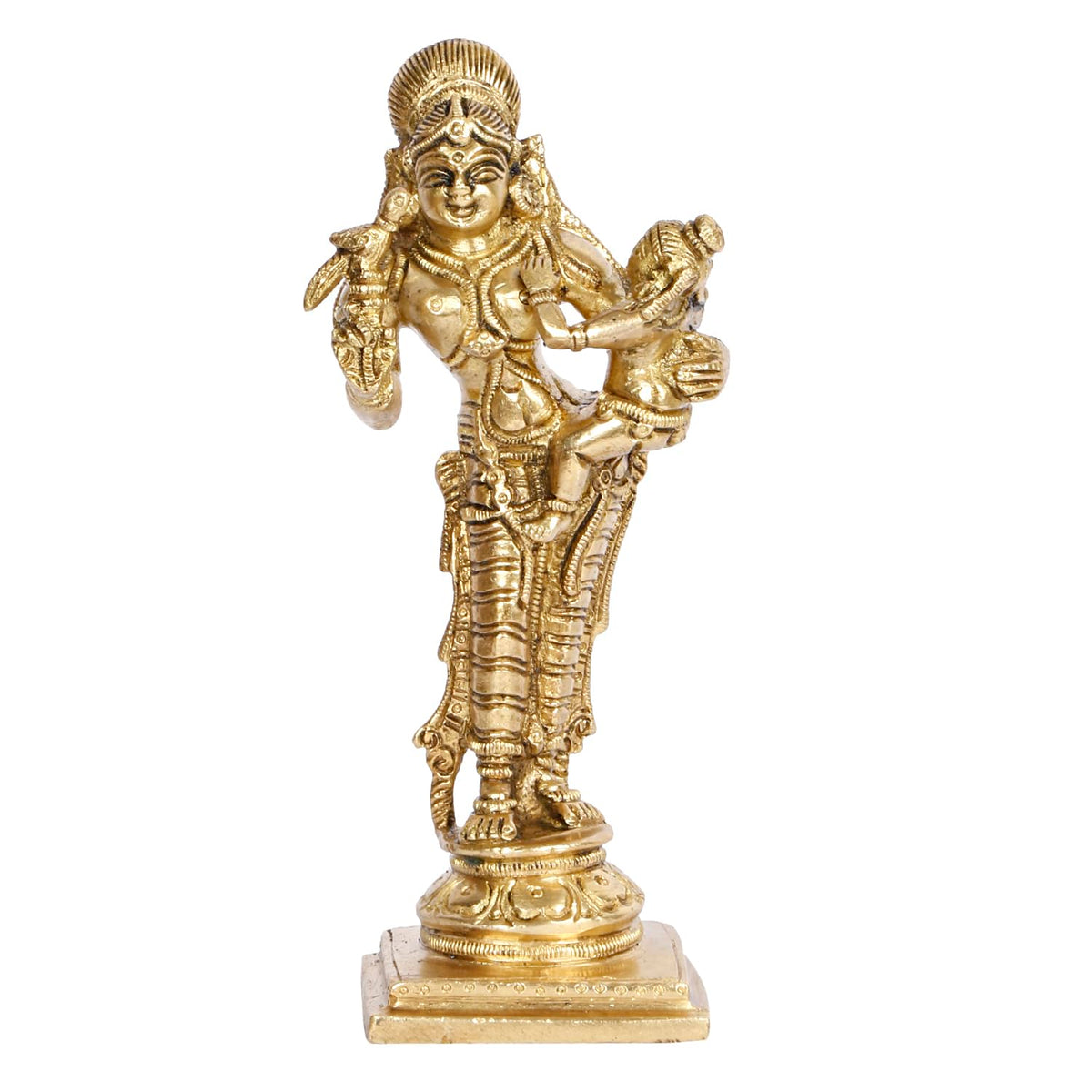 ARTVARKO Brass Lord Baby Krishna in the Lap of Mother Yashoda Idol Statue Temple Puja Office Home Décor Showpiece Gift 6 Inch.