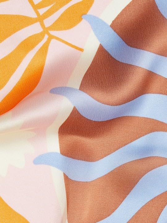 NK Textiles Women's Tropical Sun Print Shiny Dubai Style Luxury Abstract Pattern Satin Head Scarf - Neck Scarf (Square) (22x22)