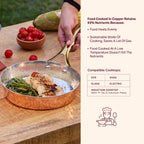P-TAL Copper Frying Pan with Heat-Resistant Handle | 8.25 Inch Naturally Non-Stick Tin Coated Pan for Healthy Cooking | Traditional Design, Eco-Friendly & Durable Cookware