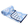 Cloth Fusion Reversible Dohar Double Bed, Soft Cotton Blend AC Blanket for Summer (84x87 inches, Abstract Blue) Kafalo