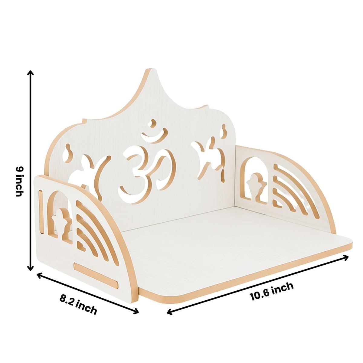 HOMEWEY DECOR Wooden Home Temple Handcrafted Support Heavy Idols Luxurious Finish Pooja Mandir for Home & Office Wall Mount for Room (Design6)