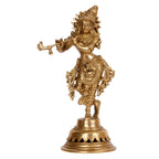 ARTVARKO Brass Flute Playing Krishna Statue God Religious Idol Krishan Figurine Home Decor(Height 10 Inches)