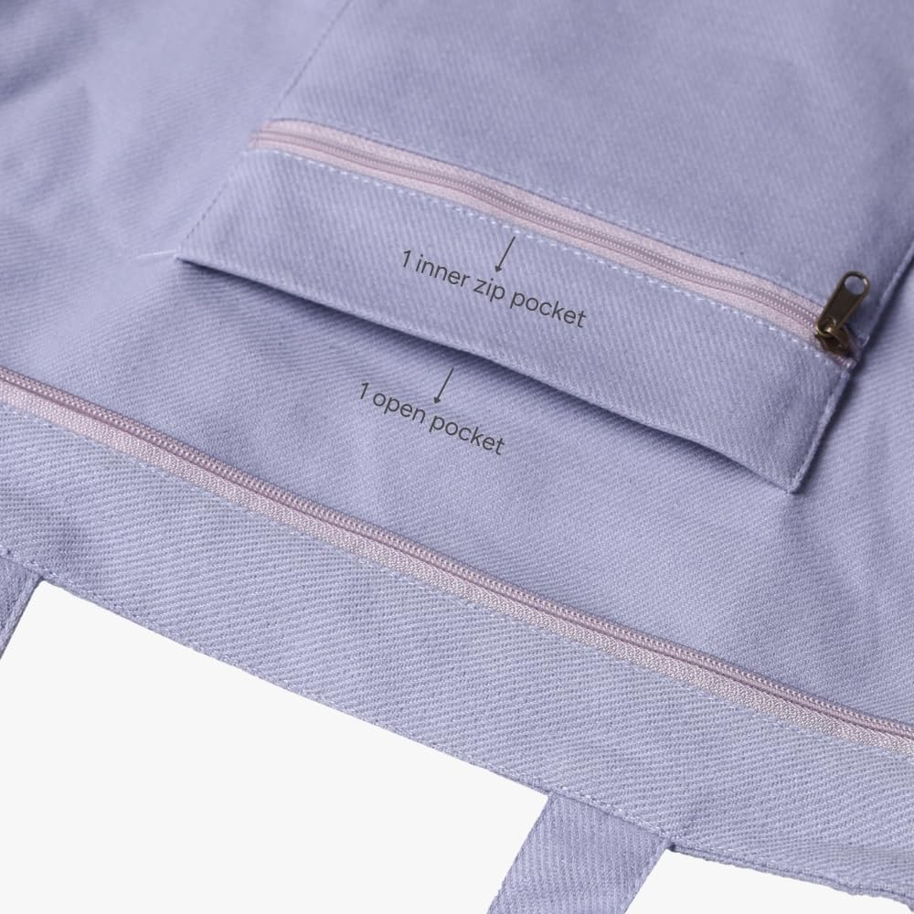 Eco Right Tote Bags for Women, 100% Organic Canvas Tote Bags for Women, Premium Tote Bag with Zip for College, Travel, Shopping