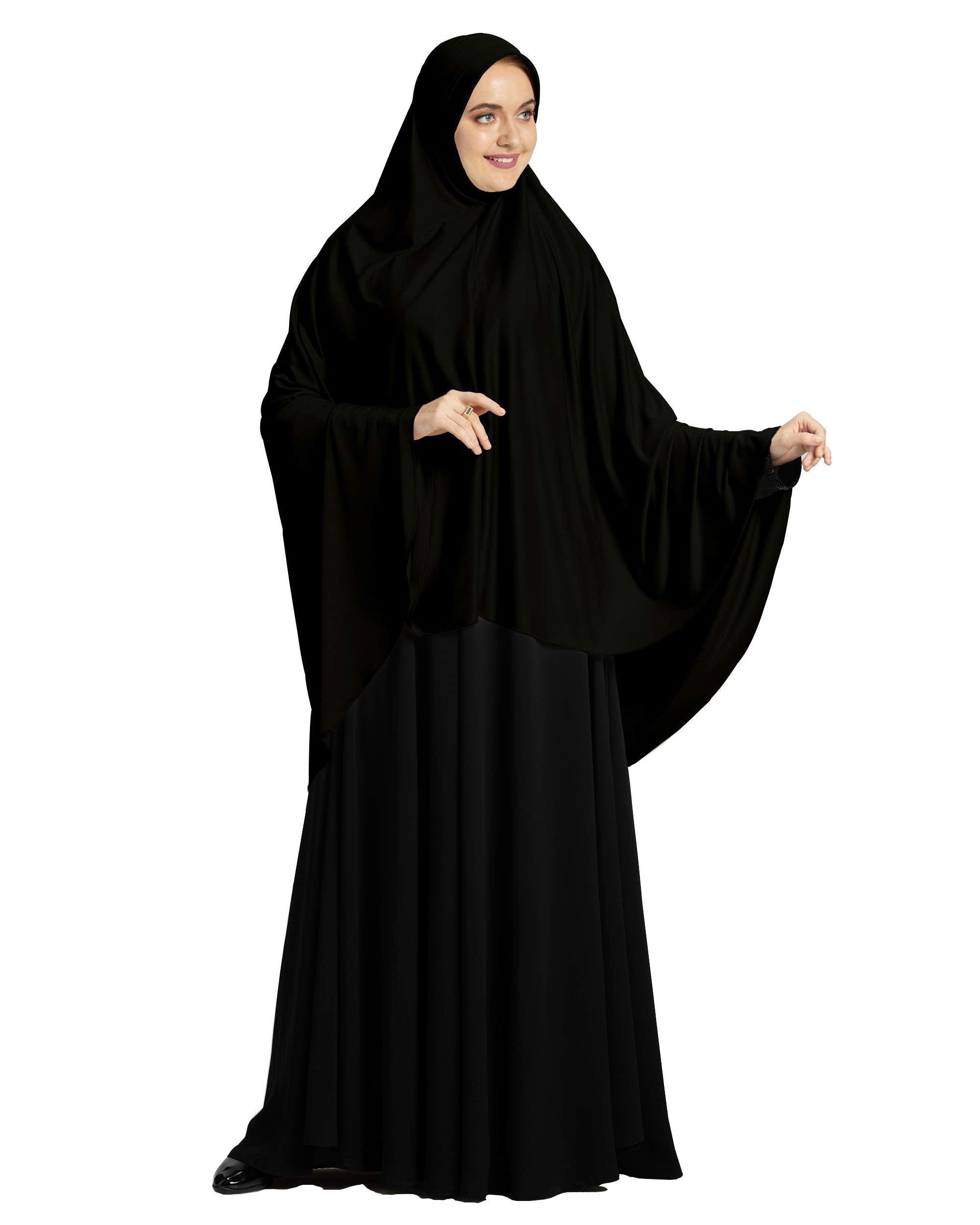 Mehar Hijab's Modest Women's Designed Solid Poly cotton Feel Good Fabric ZAKIA HIJAB (Black, XX-Large)