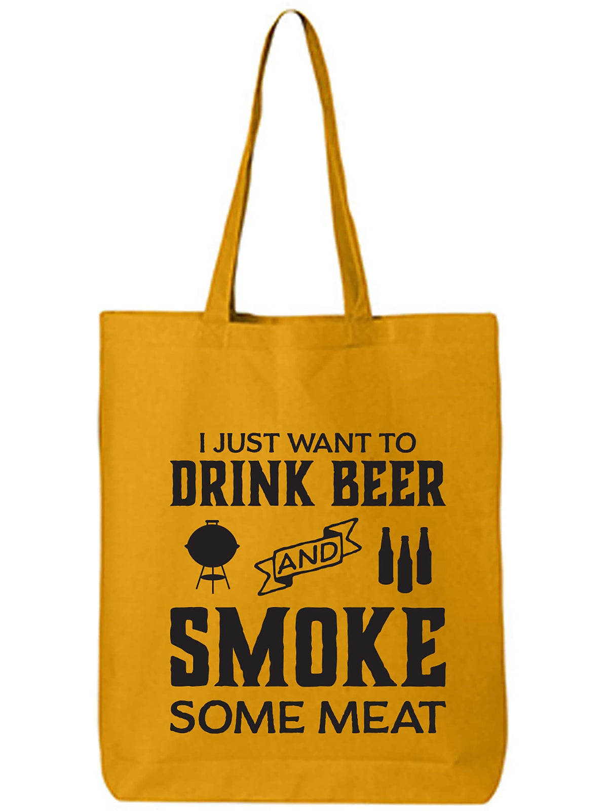 I Just Want To Drink Beer Cotton Canvas Tote Bag, Gold, One Size