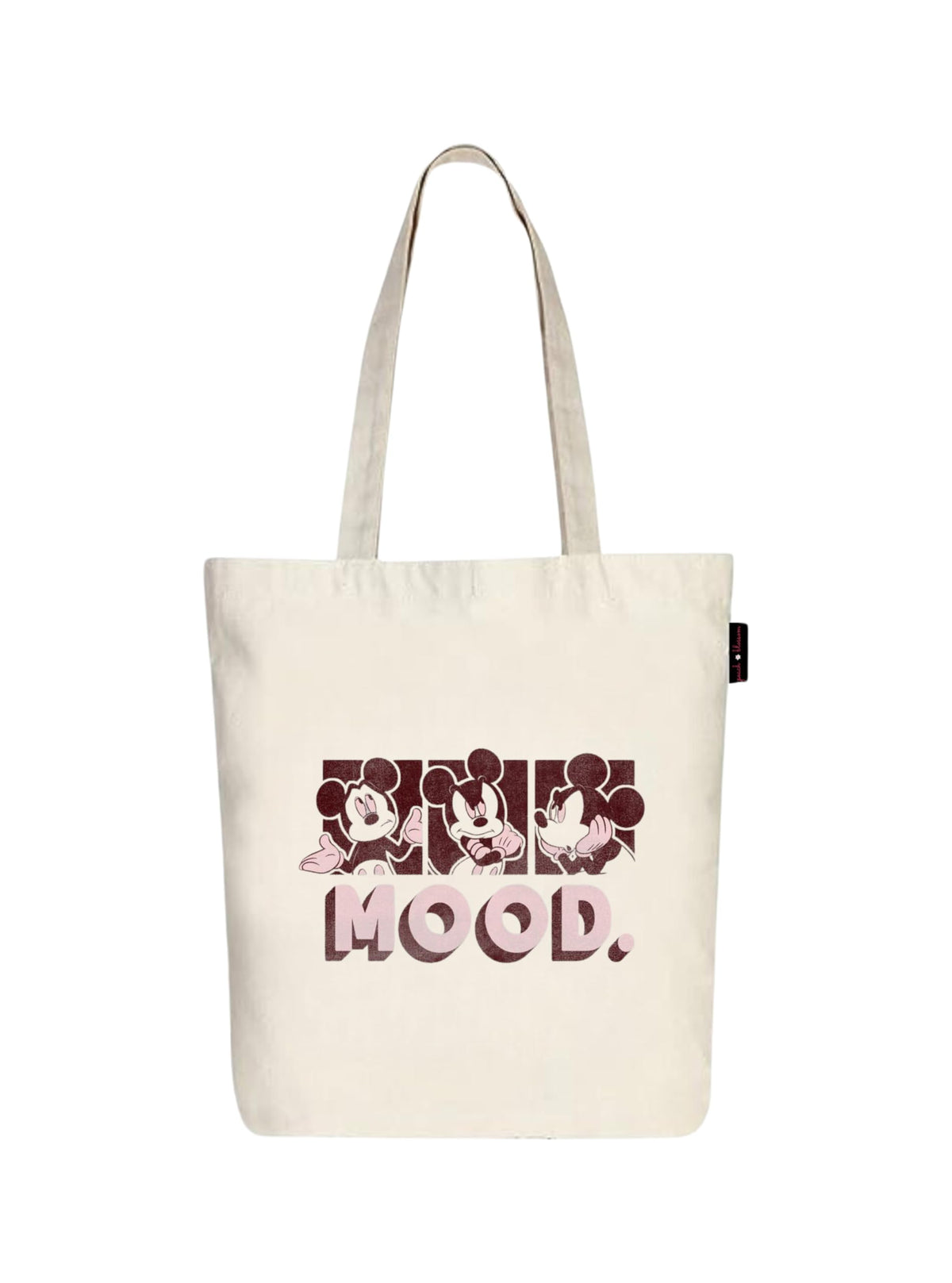 Peach Blossom Printed Cotton Zipper Tote Bags | CBAG - WHT-MOOD