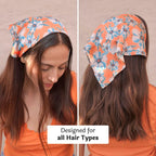 Hair Drama Co. Floral Blossom Print Elastic Bandana Head Scarf for Women | Silk Satin Boho Style Statement Head Wrap Bandana Scarves | All Day Wear Scarves | Hair Scarf Accessories