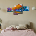 VIBECRAFTS Beautiful Colorful Trees 4 Pieces Canvas Wall Painting Fitted With Wooden Frame For Home | Office | Living Room | Gifts (PTVC4Pcs3_15504)