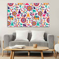 VIBECRAFTS Beautiful Madhubani Art Canvas Wall Painting Set of Five For Home|Office|Living Room|Gift (PTVC5Pcs4_8574N)