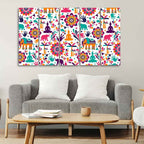VIBECRAFTS Beautiful Madhubani Art Canvas Wall Painting Set of Five For Home|Office|Living Room|Gift (PTVC5Pcs4_8574N)