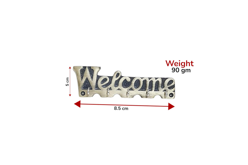 KridayKraft Metal Welcome Printed Key Holder for Living Room Bedroom Entrance Home Office Walls Décor Wall Hanging Key Hooks Wall Sculpture Modern Wall Art for Decoration & Gifting Purpose