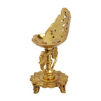 ARTVARKO Brass Double Peacock Designer Diya Showpiece Oil Lamp Deepak with Wick for Diwali Puja Pooja Lights, Home Decoration, Gifts, Festivals 9 Inch