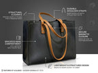 PAVILONN Tote Bag for Women PU Leather Handbag Ladies Shoulder Purse Office Shopping Travel Carryall Large Capacity Fashion Daily Use Girls Tote Bag (BLACK)