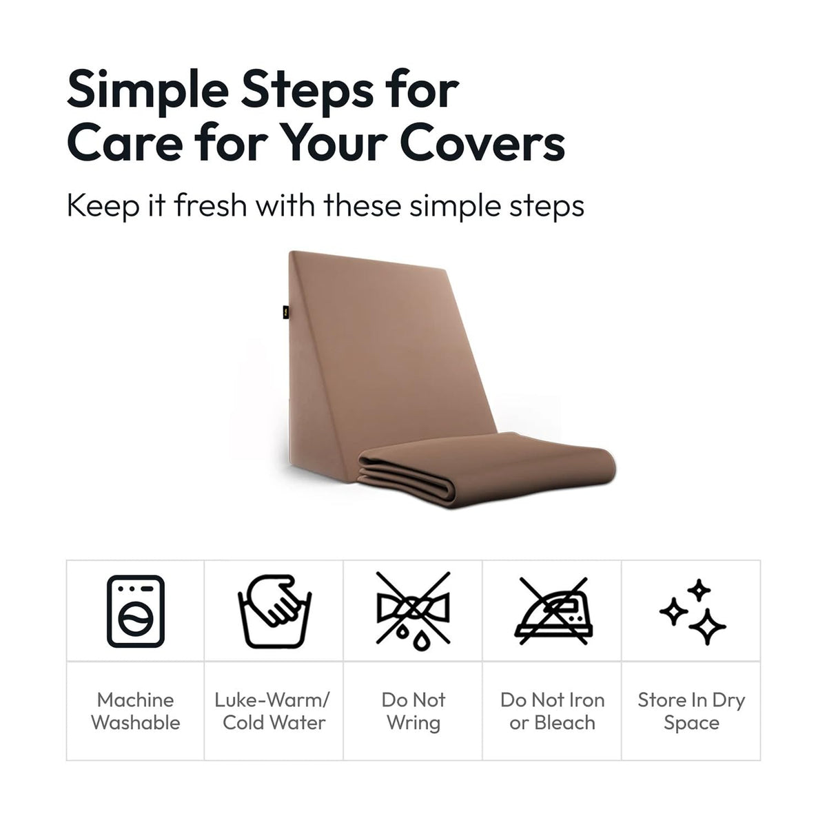 Frido Wedge Plus Cushion Cover | Ultrasoft, Breathable & Cool Pillow Cover | Aesthetic Pillow Cover for Home | Durable & Machine Washable | Light Caramel