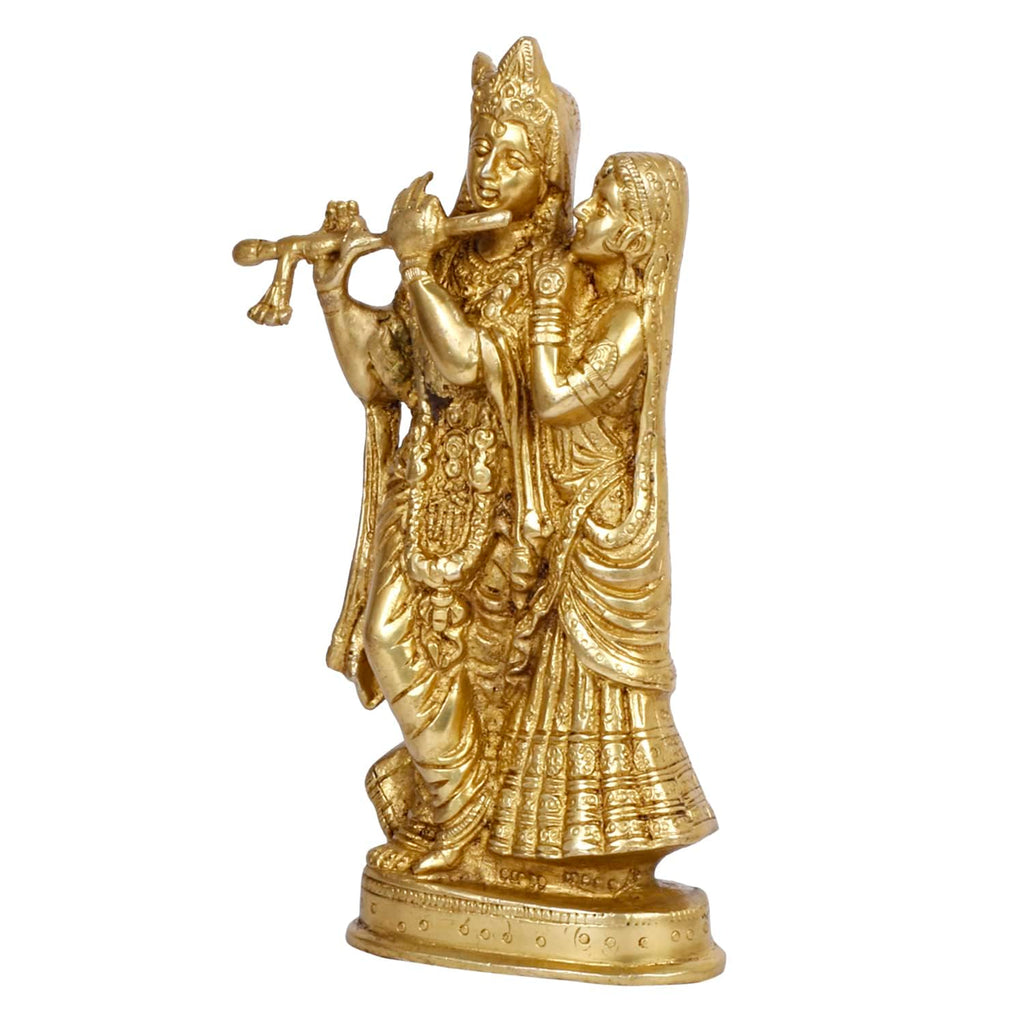 SVARUP Brass Radha Krishna Idol Statue Sculpture Figurine for Home Temple Office Gift 8 Inches