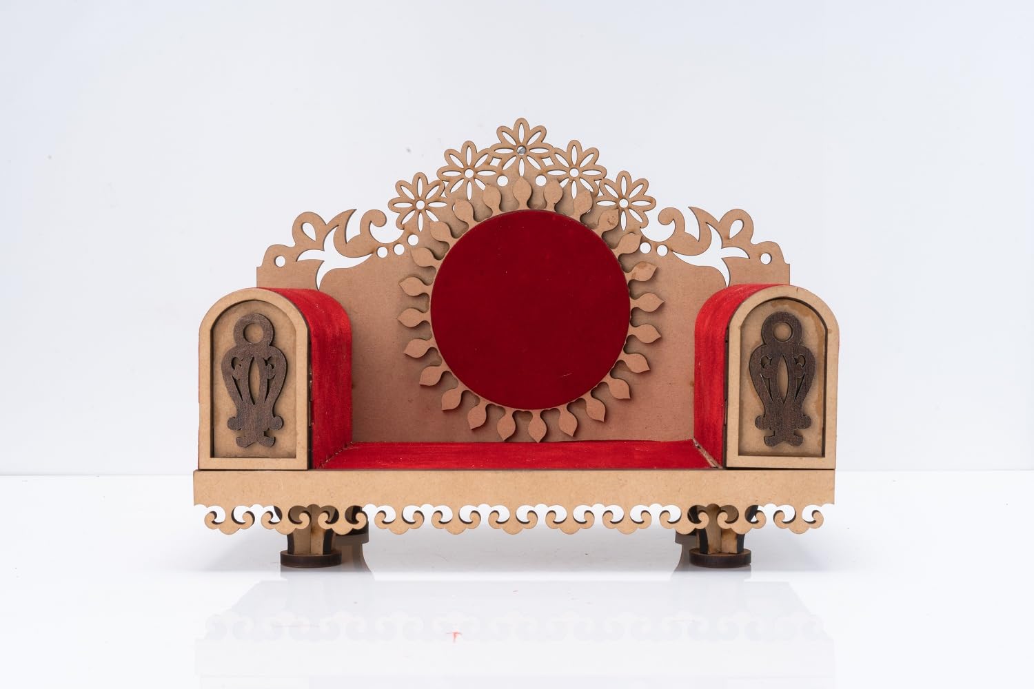 Cloudzy MDF God Singhasan Devghar Mandasana God Throne Art Craft Handmade Plywood Mandir Pooja Room Home Decor with a Divine God Throne (Singhasan 01)