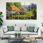 VIBECRAFTS Huts in Old Village Canvas Wall Painting of Five Pieces For Home|Office|Living Room|Gift (PTVC5Pcs4_8671)