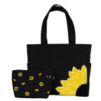 TSANTA U-Shaped Canvas Tote Bag with Pouch Combo (Large, Sunflower Print) | Cotton Shoulder Tote with Zipper Closure | Reusable Shopping, Travel & Everyday Carry Bag for Women