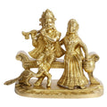 SVARUP Brass Radha Krishna Bhagwan Murti on Sofa in Gold Color Height 5.5 Inch