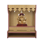 CrazyInk Handmade Beautiful Wooden Temple/Home Temple/Puja Mandir/Wall Hanging and Table Top Home Mandir Temple/Home Decor Beautiful Wooden Temple with Storage Box (RED) (Cream)