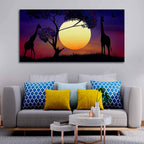 VIBECRAFTS Canvas Paintings for Living Room Drawing Room Pair Of Giraffe At Night Canvas Wall Painting Fitted With Wooden Frame For Home | Office | Living Room | Gifts (PTVCH_2522)