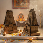 QUEENS CANVAS Rameshwaram Temple Wooden 3D Model – 10 Inch Decorative Mandir Replica for Home, Office & Gifting