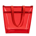 TERA 13 Transparent Tote Bag For Women & Girls, Clean PVC Shoulder Handbag, Waterproof Reusable Shopping Bag, Beach Bag, Travel Tote,Large Capacity Zipper Closure, Everyday Carry Bag (1 Pcs) (Red)
