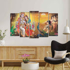 VIBECRAFTS Beautiful Radha Krishna Premium Wall Painting Set of Five Pieces For Home|Office|Living Room|Gift (PTVC5Pcs2_6604)