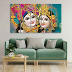 VIBECRAFTS Beautiful Radha Krishan Canvas Wall Painting Five Pieces For Home|Office|Living Room|Gift (PTVC5Pcs4_8582)