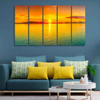 VIBECRAFTS Beautiful Sunset Horizon Five Pieces Canvas wall Painting For Home|Office|Living Room|Gift (PTVC5Pcs4_8589)