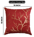 Stuffique Velvet Foil Cushion Covers Decorative Merry Christmas, Valentine Day 16 inch x 16 inch Set of 2, Maroon