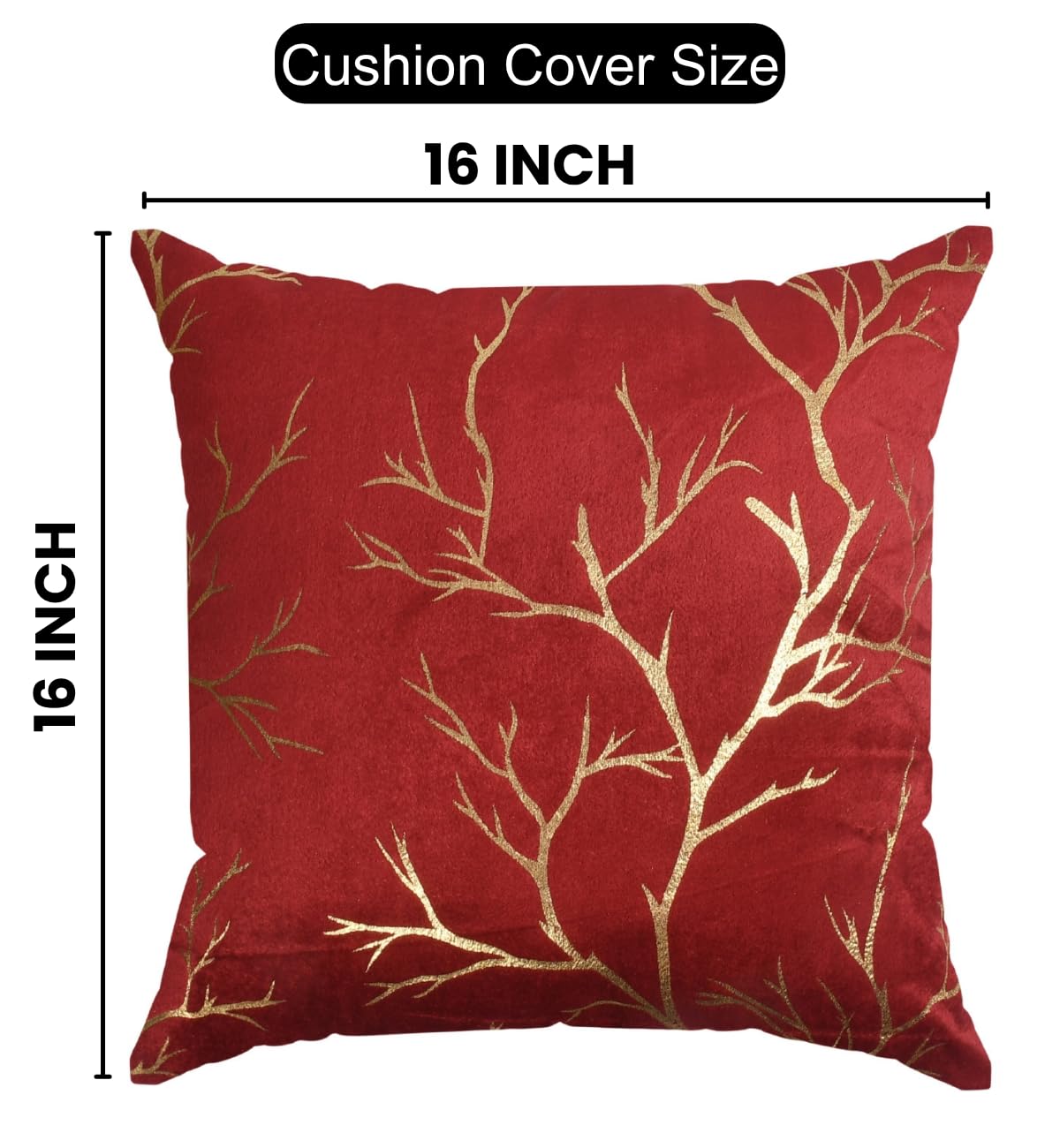 Stuffique Velvet Foil Cushion Covers Decorative Merry Christmas, Valentine Day 16 inch x 16 inch Set of 2, Maroon