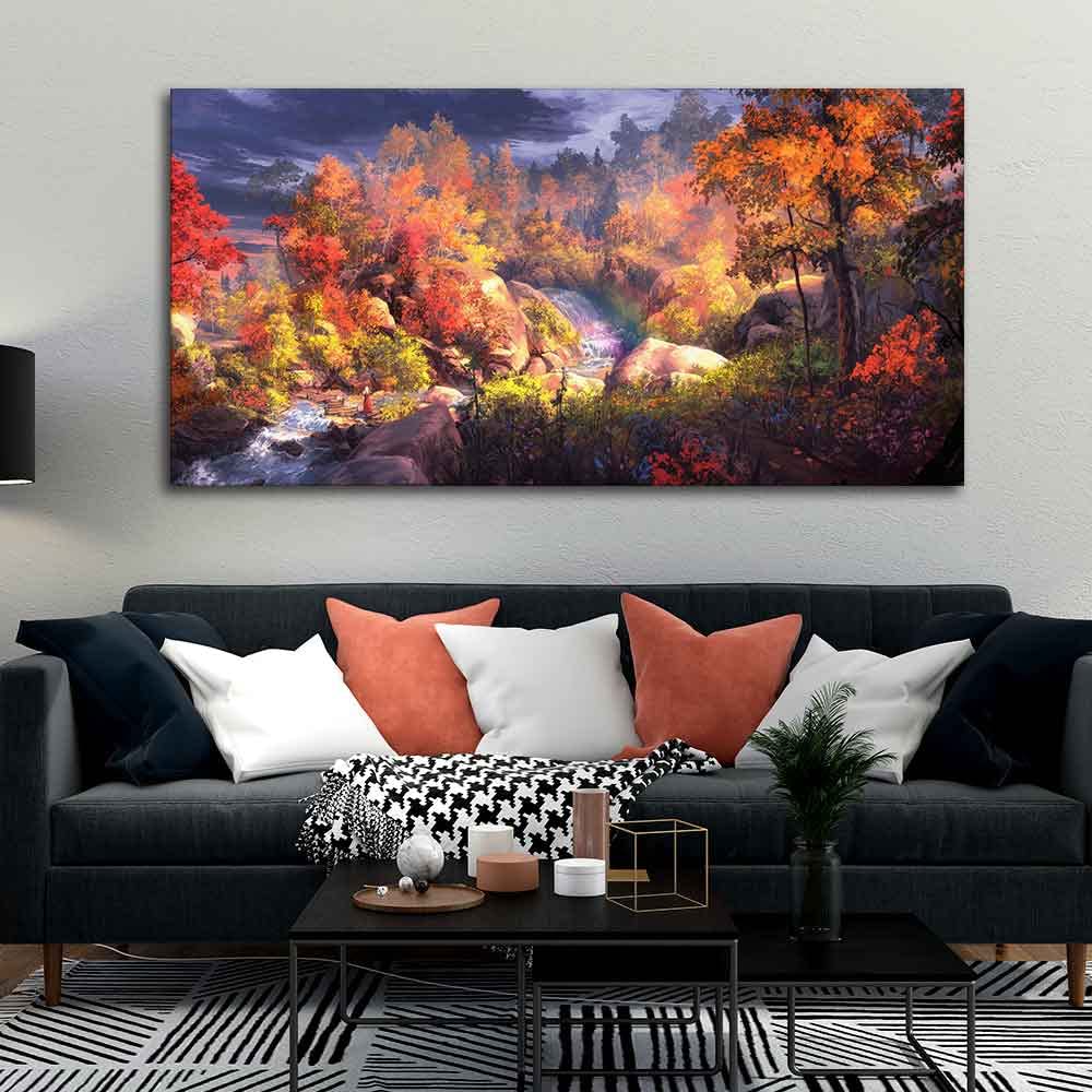 VIBECRAFTS Homcraft Canvas Paintings for Living Room Drawing Room Autumn Season Nature Scenery Canvas Wall Painting Fitted With Wooden Frame For Home | Office | Living Room | Gifts (PTVCH_2535)
