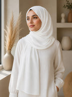 White Georgette Chiffon Hijab Scarf, Lightweight Plain Wrap for Women