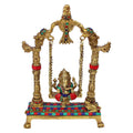 Svarup Brass Jhula Ganesha Idol in Multicolor Height 10 Inch Weight 3.2 Kg