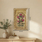 ATRANGI STUDIO Handpainted Wooden Wall Frame | Rajasthani Traditional Craft | Decorative Floral Wall Hanging Art for Living room, Bedroom, Office | 12×8 Inch, Yellow