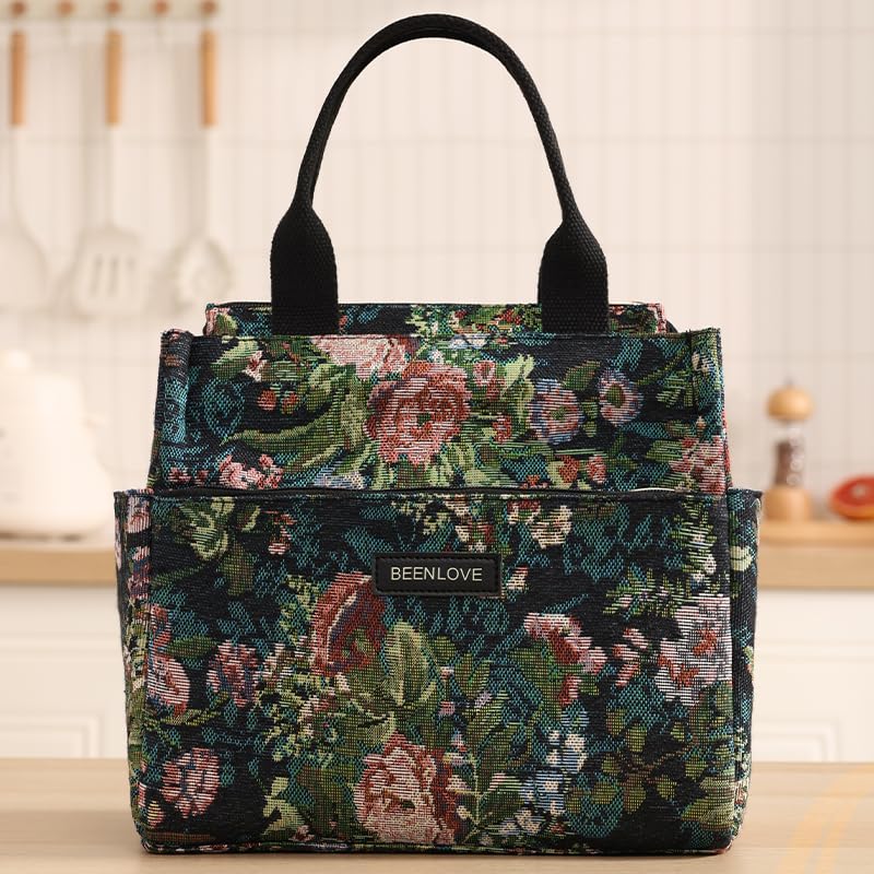 THE CURIO SHELF Thermal Lunch Bag for Women | Insulated Waterproof Tiffin Tote with Zipper & Multiple Pockets | Reusable Meal Storage Bag for Office, Travel & School
